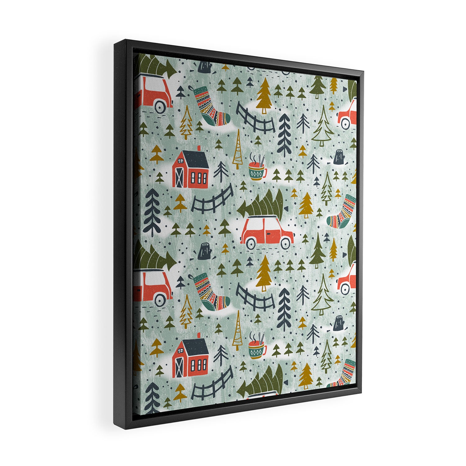 Home For The Holidays Blush Mint Christmas Framed Canvas Print Gallery Image 2