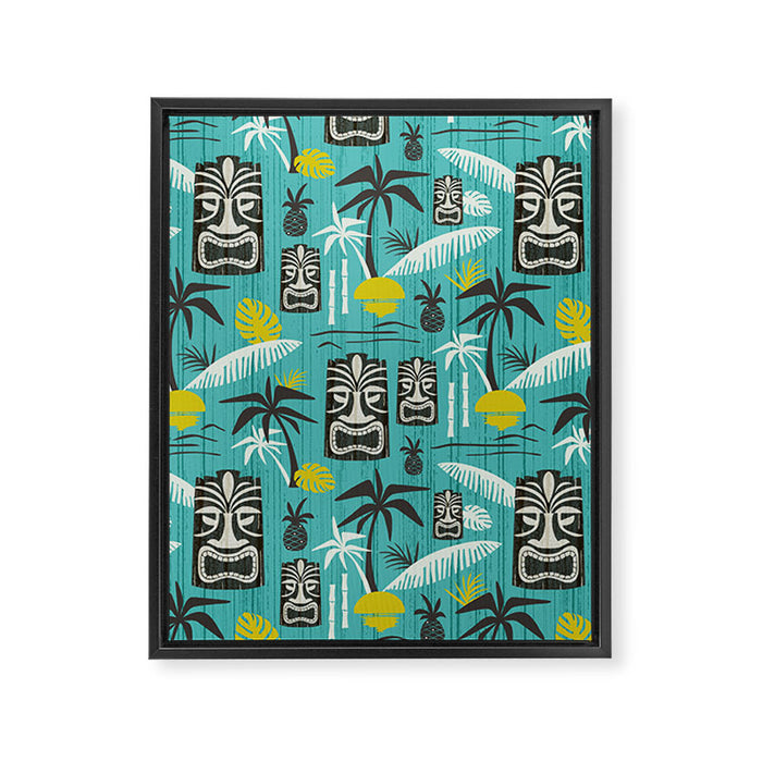 Island Tiki Aqua Framed Canvas Print Gallery Image 1