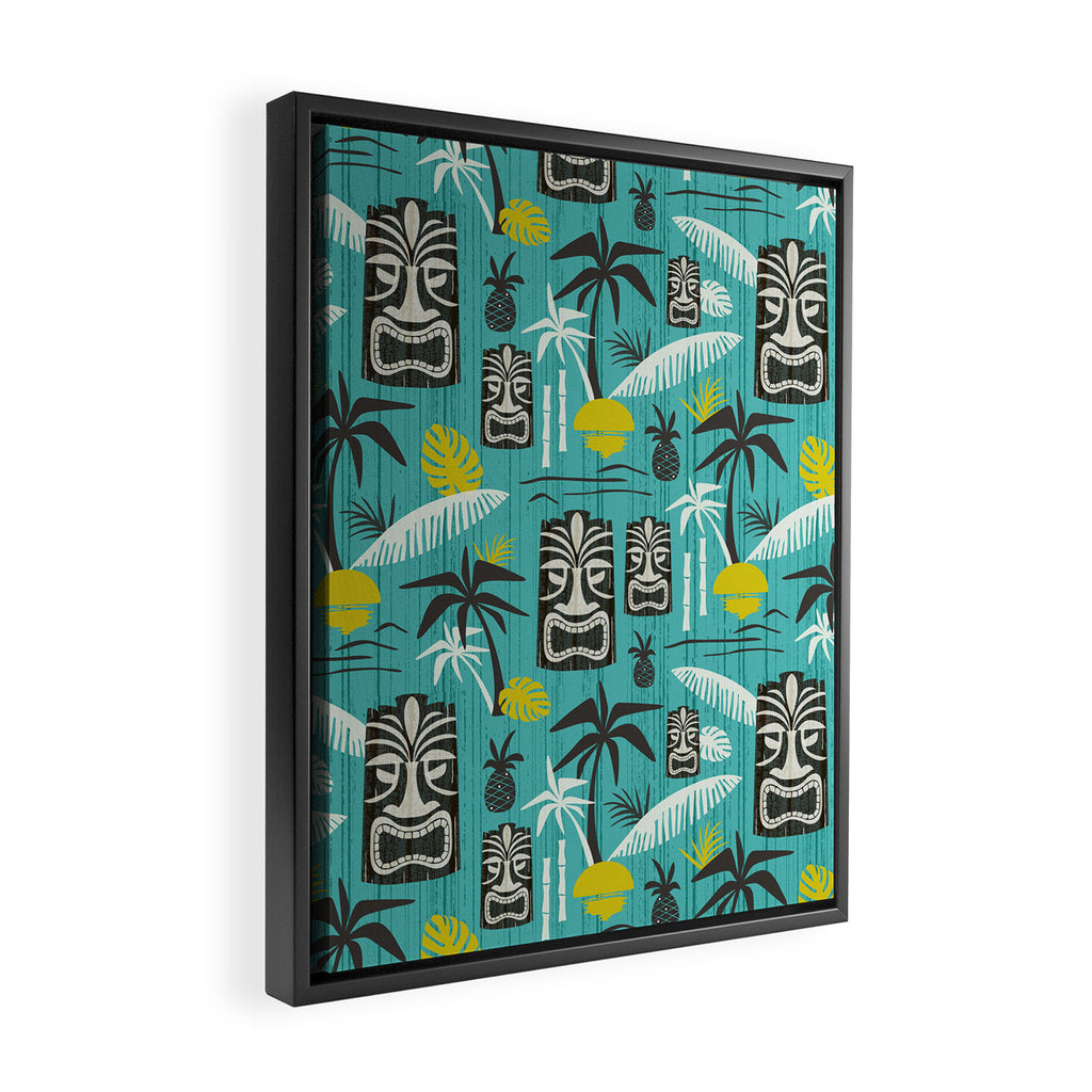 Island Tiki Aqua Framed Canvas Print Gallery Image 2