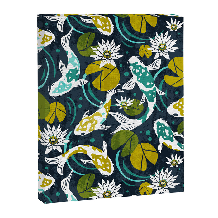 Koi Pond - Green Canvas Print Gallery Image 1
