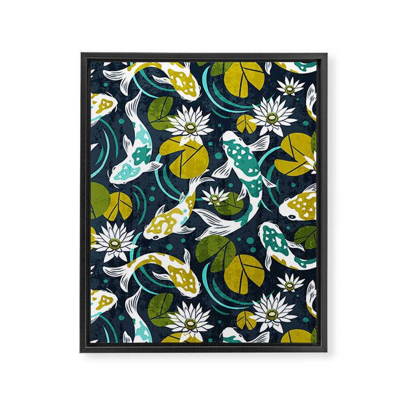 Koi Pond - Green Framed Canvas Print Gallery Image 8