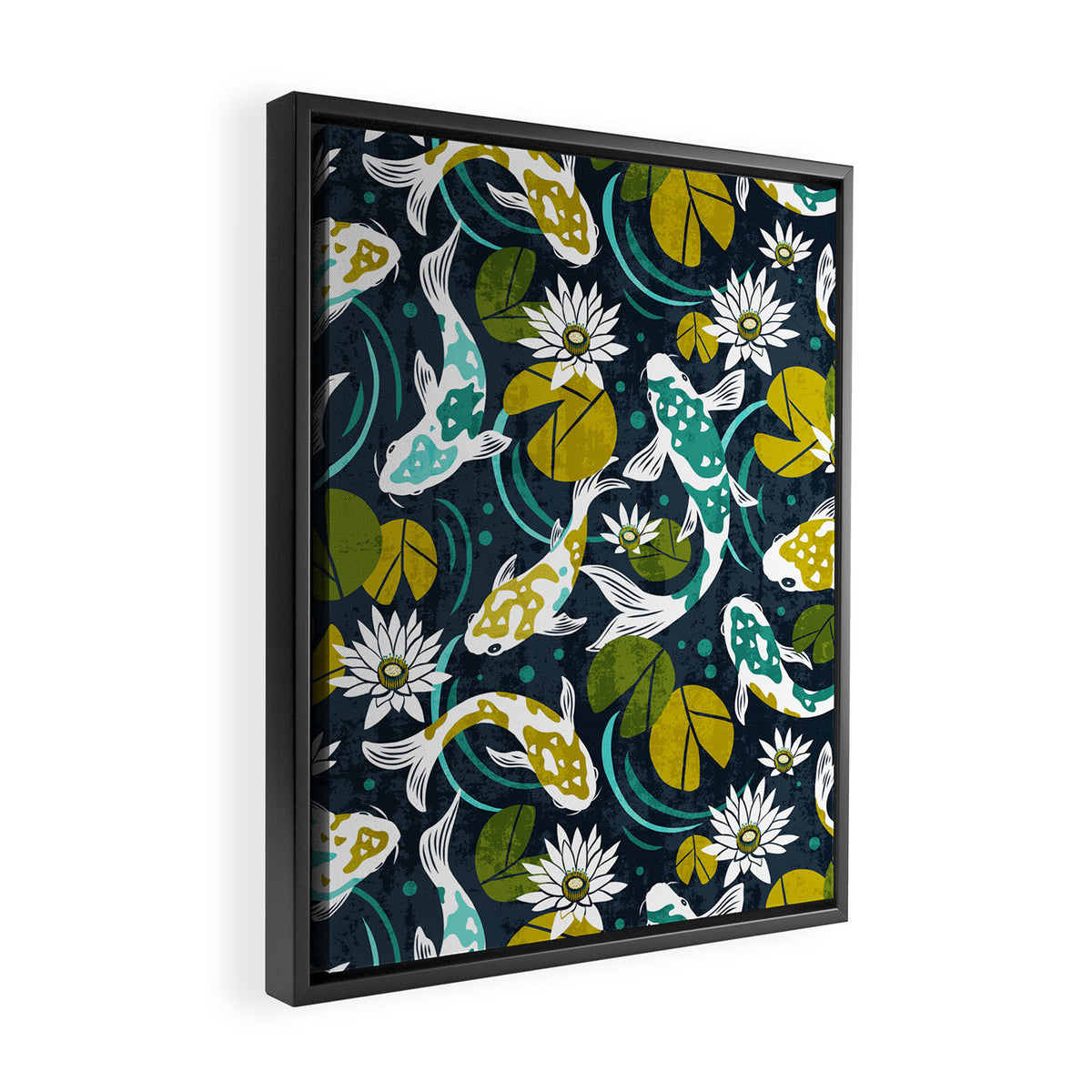 Koi Pond - Green Framed Canvas Print Gallery Image 2
