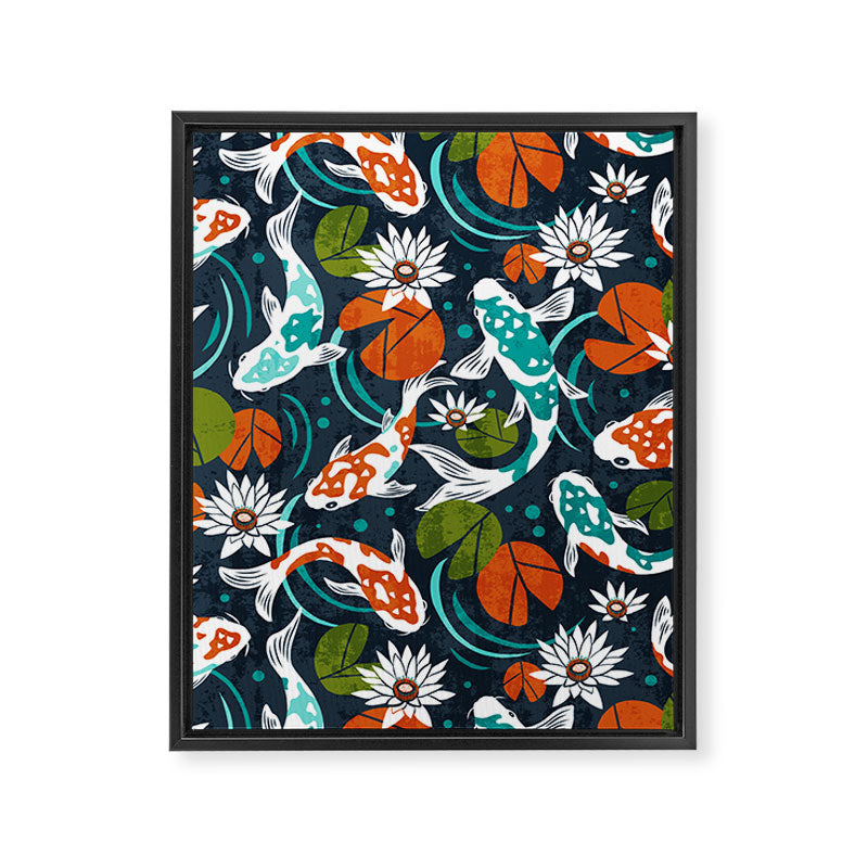 Koi Pond - Orange Framed Canvas Print Gallery Image 8