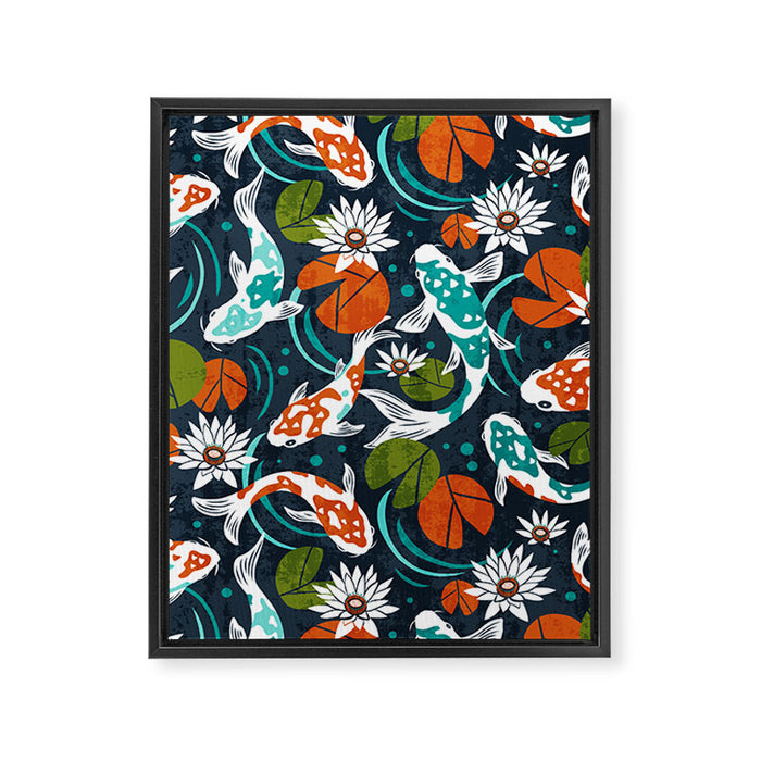 Koi Pond - Orange Framed Canvas Print Gallery Image 1