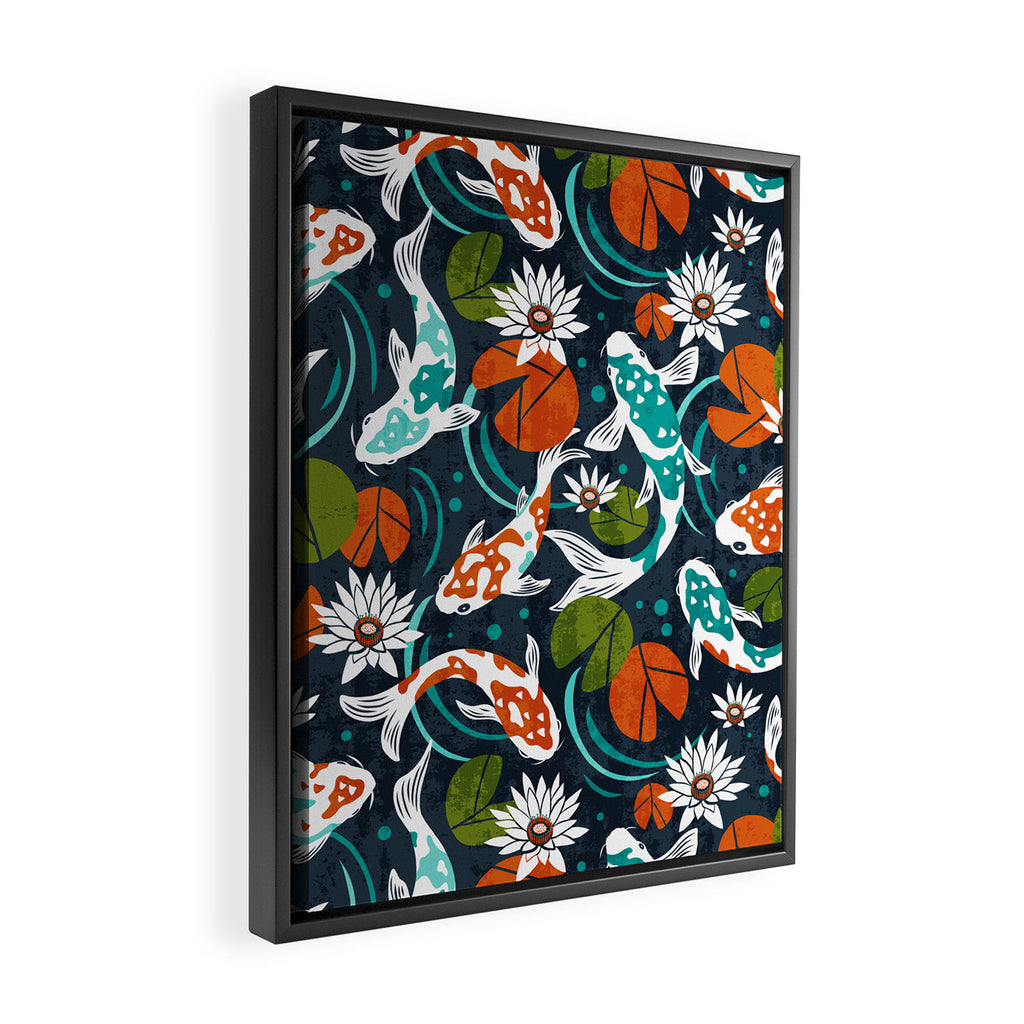 Koi Pond - Orange Framed Canvas Print Gallery Image 2