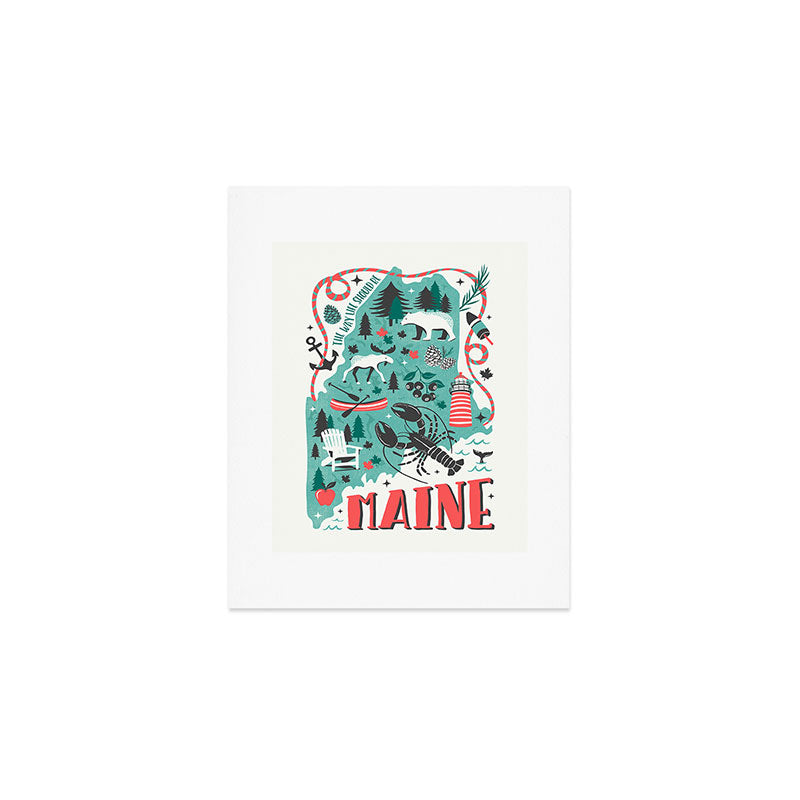 Maine Map Art Print Gallery Image 1
