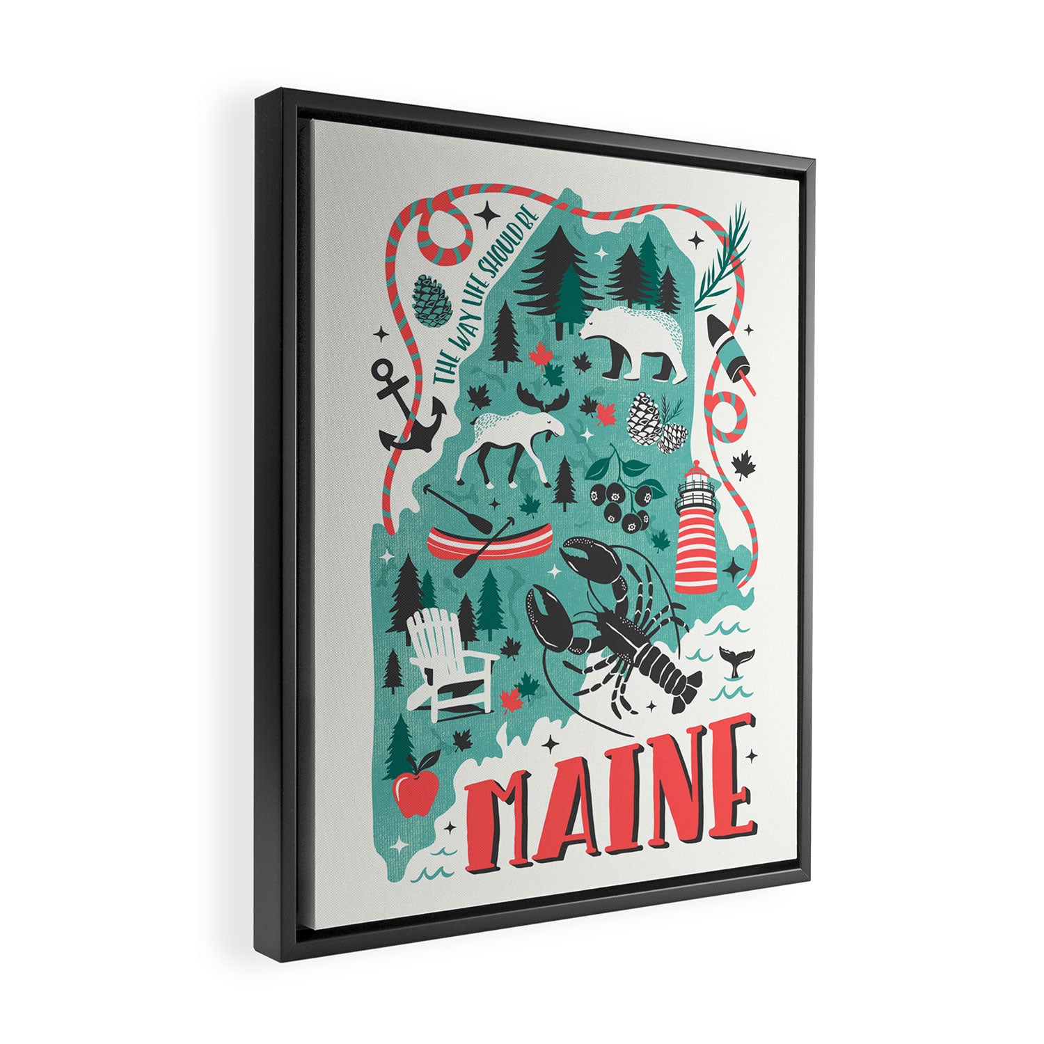 Maine Map Framed Canvas Print Gallery Image 2