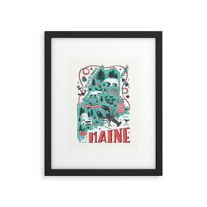 Maine Map Framed Art Print Gallery Image 1