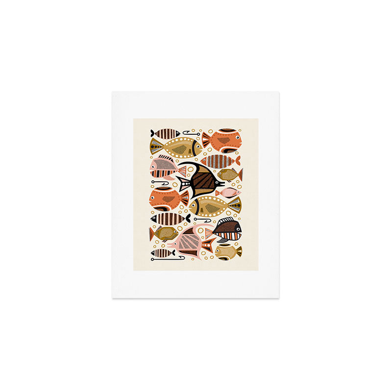 Mid Mod Deep Sea Fishing Ivory Art Print Gallery Image 1
