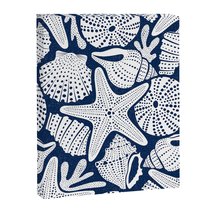 Ocean Floor Nautical Shells Navy Blue Canvas Print Gallery Image 1