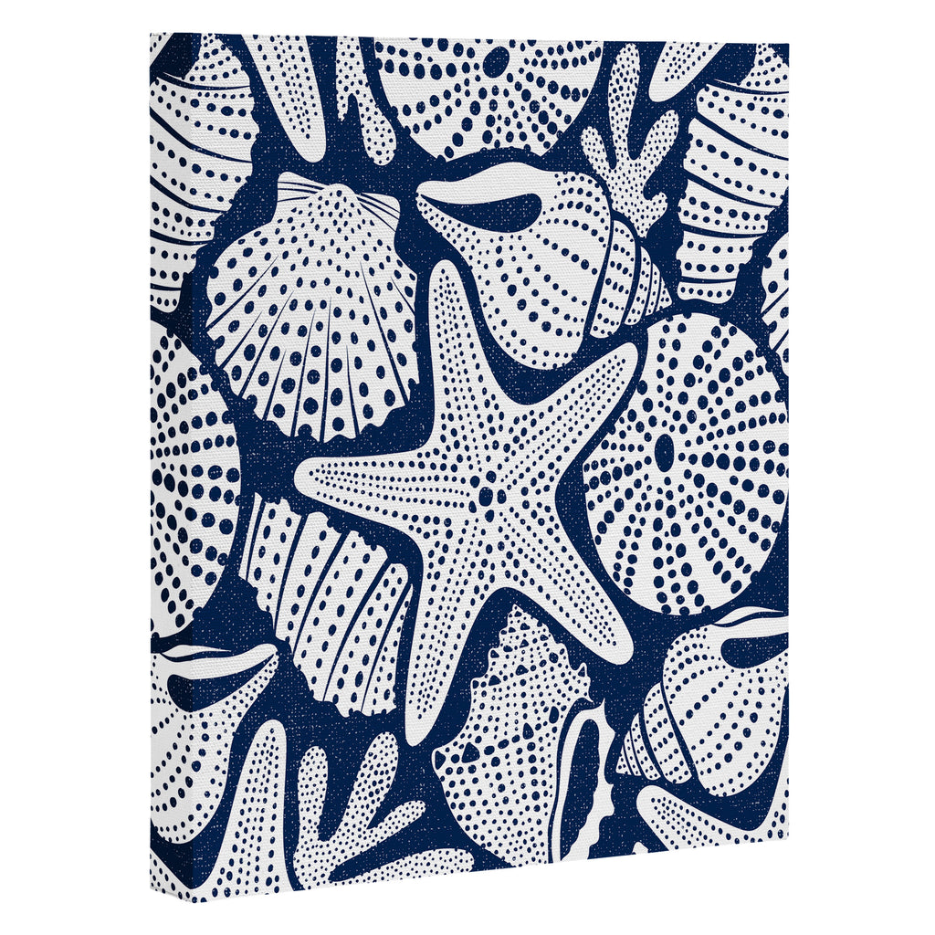 Ocean Floor Nautical Shells Navy Blue Canvas Print Gallery Image 3