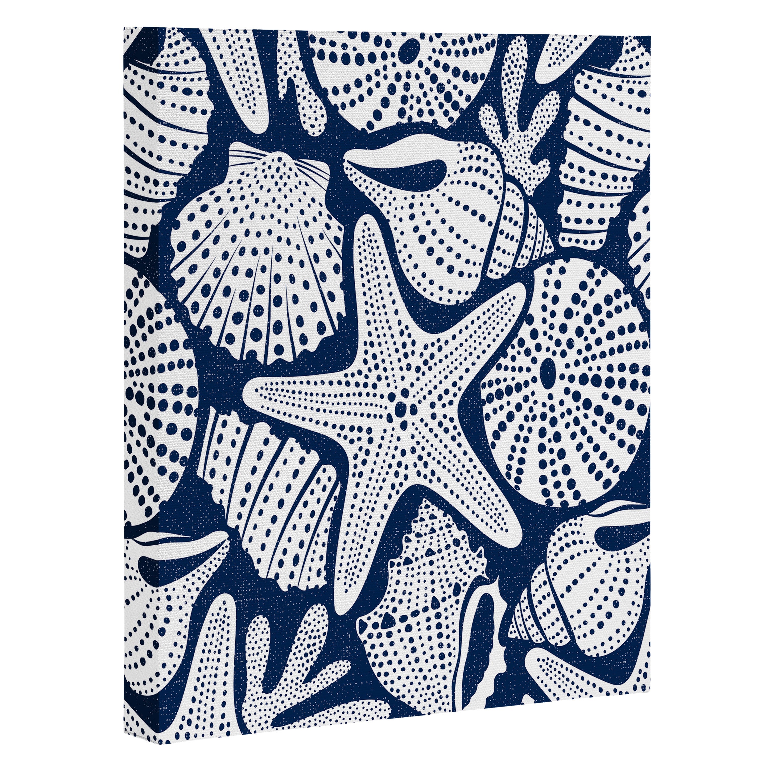 Ocean Floor Nautical Shells Navy Blue Canvas Print Gallery Image 3