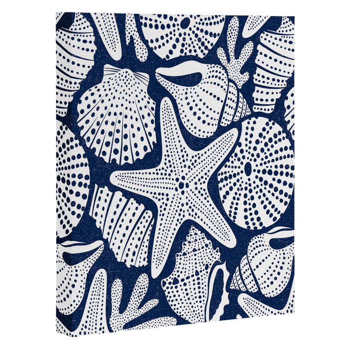 Ocean Floor Nautical Shells Navy Blue Canvas Print Gallery Image 1