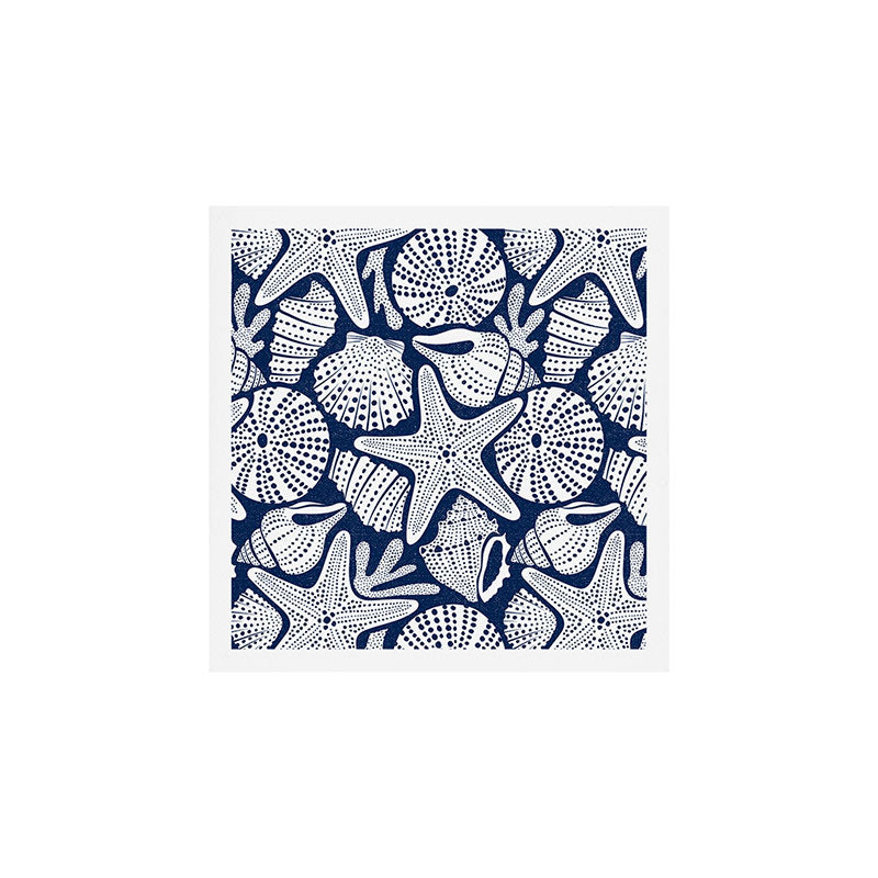 Ocean Floor Nautical Shells Navy Blue Art Print Gallery Image 1