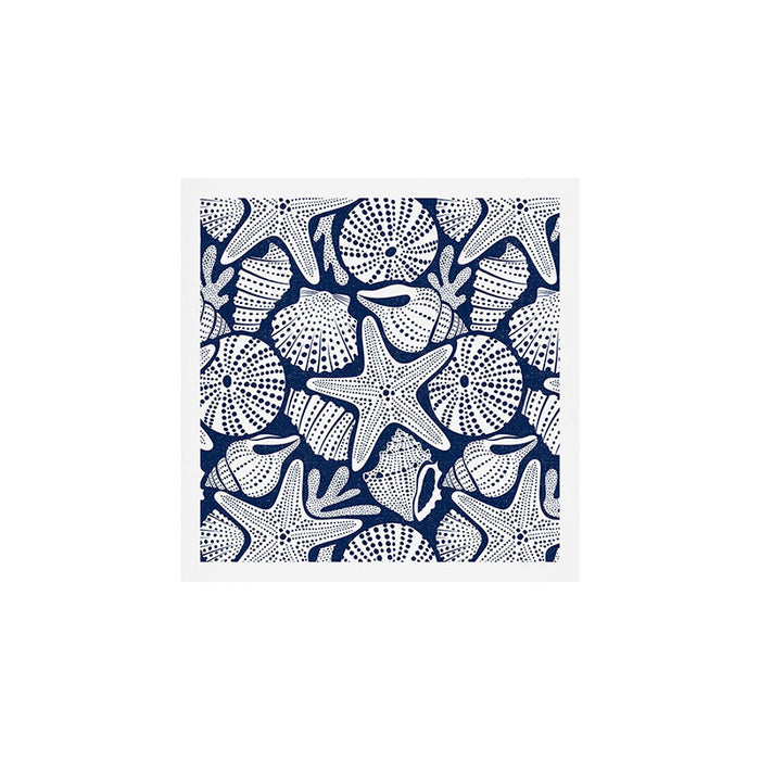 Ocean Floor Nautical Shells Navy Blue Art Print Gallery Image 1