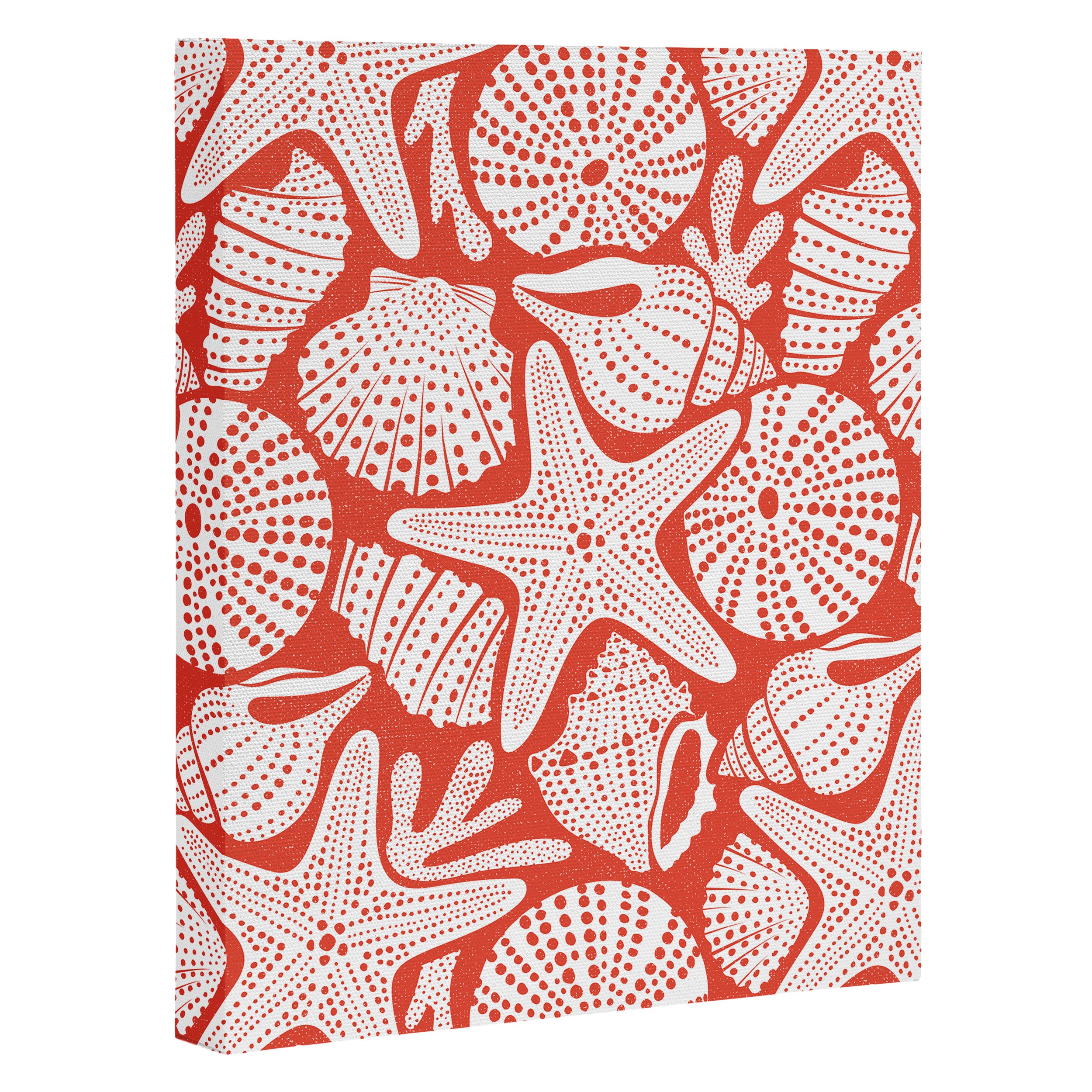 Ocean Floor Nautical Shells Red Canvas Print Gallery Image 3