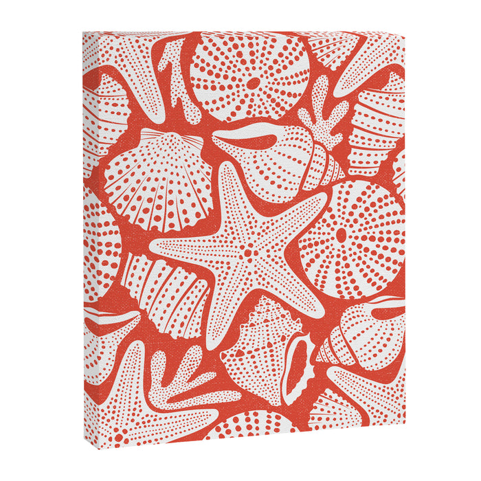 Ocean Floor Nautical Shells Red Canvas Print Gallery Image 1