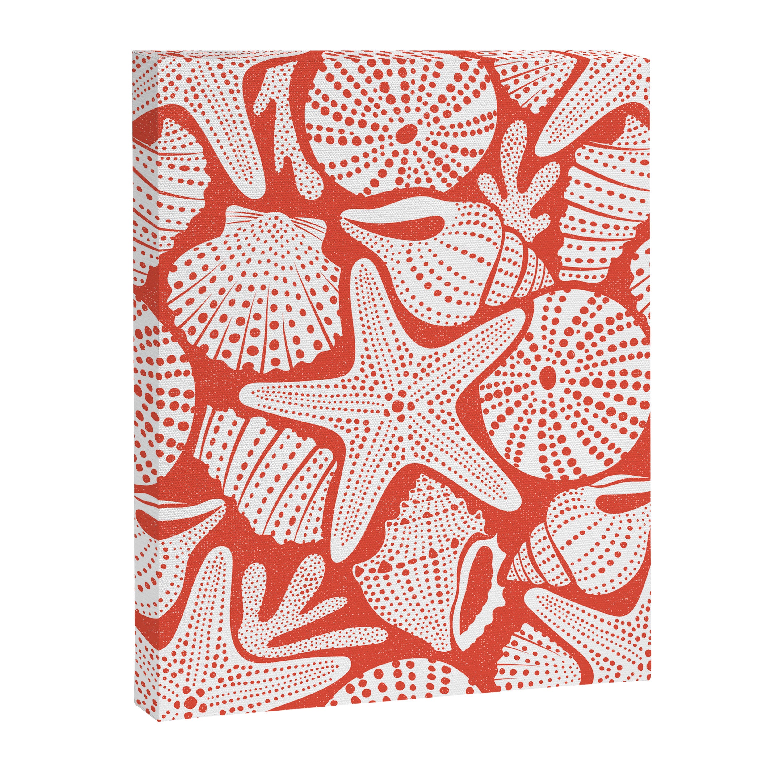 Ocean Floor Nautical Shells Red Canvas Print Gallery Image 8