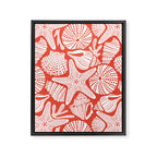 Ocean Floor Nautical Shells Red Framed Canvas Print Gallery Image 8