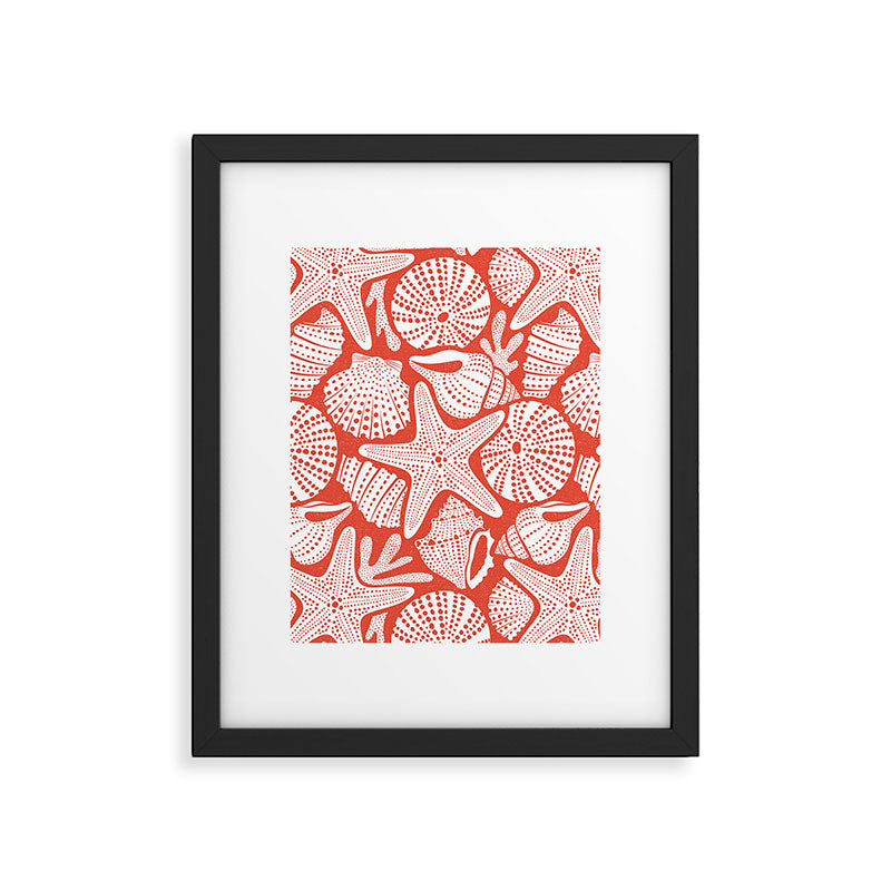 Ocean Floor Nautical Shells Red Framed Art Print Gallery Image 6