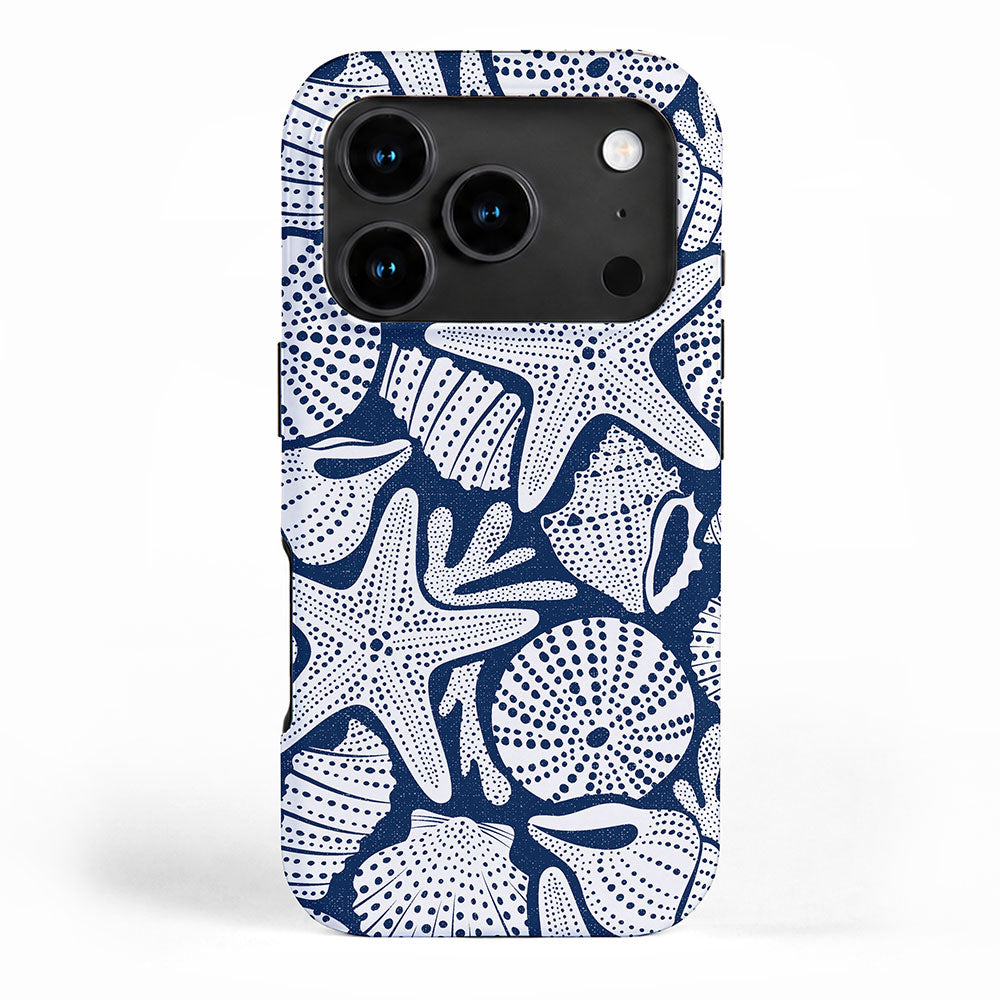 Ocean Floor Nautical Shells Navy Blue iPhone Case Gallery Image 1