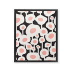 Poppy Dot - Retro Floral Black Pink Framed Canvas Print Gallery Image 8
