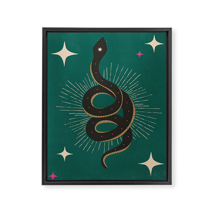 Slither - Green Framed Canvas Print Gallery Image 1