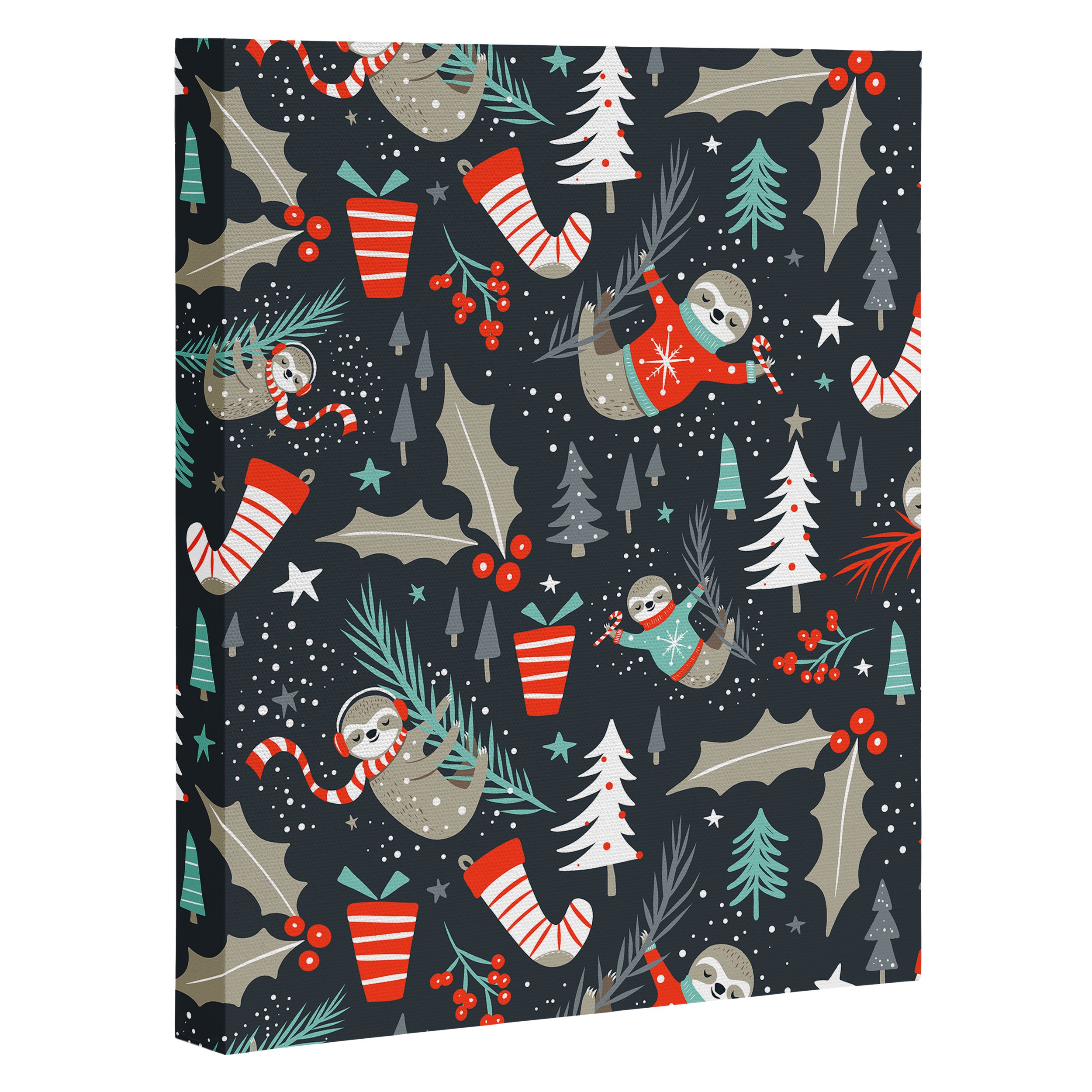 Slothy Holidays Canvas Print Gallery Image 3