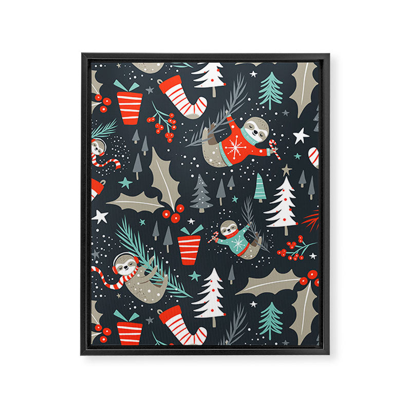 Slothy Holidays Framed Canvas Print Gallery Image 8