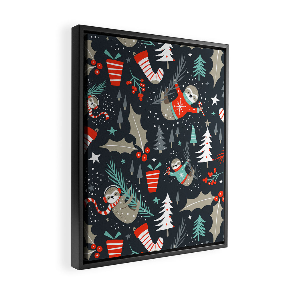 Slothy Holidays Framed Canvas Print Gallery Image 2