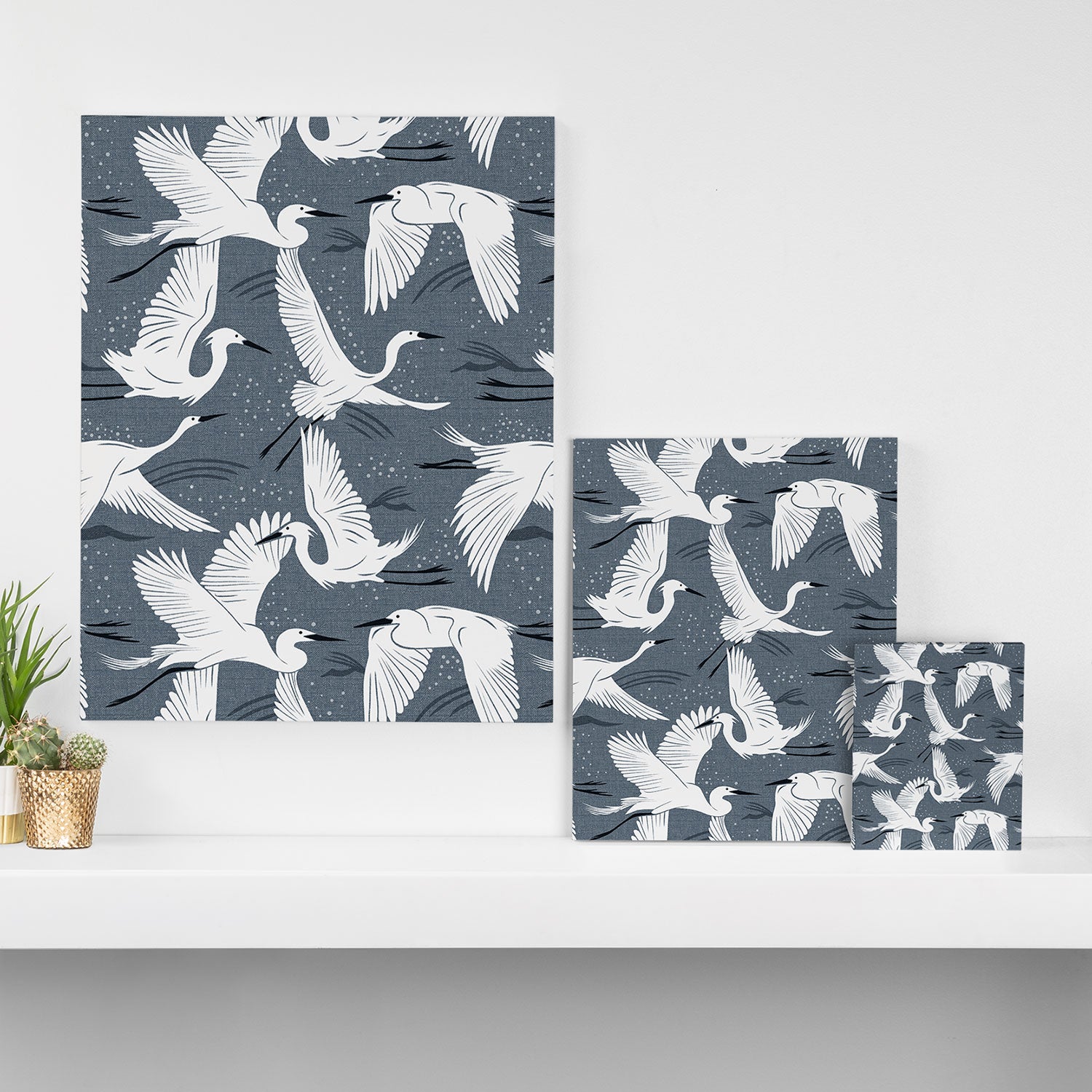 Soaring Wings - Steel Blue Grey Canvas Print Gallery Image 3