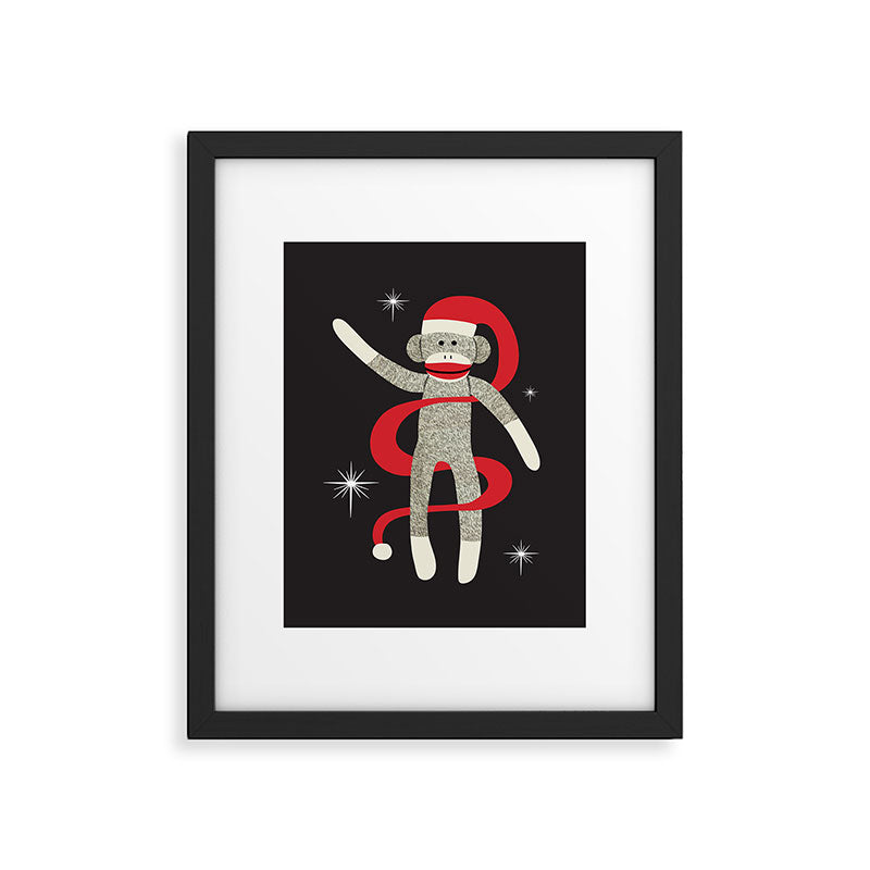Sock Monkey Santa Framed Art Print Gallery Image 5