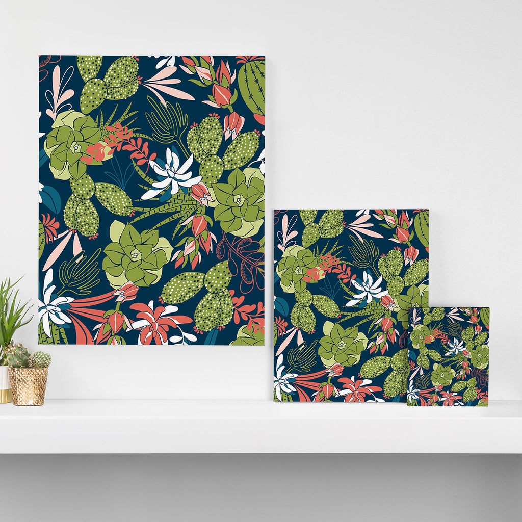Succulent Garden Navy Canvas Print Gallery Image 3
