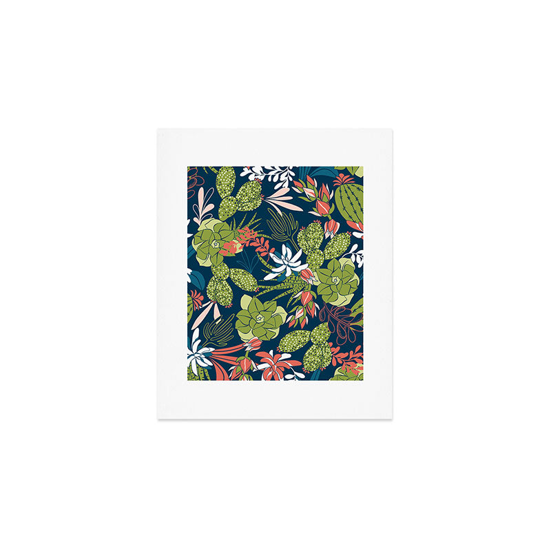 Succulent Garden Navy Art Print Gallery Image 1