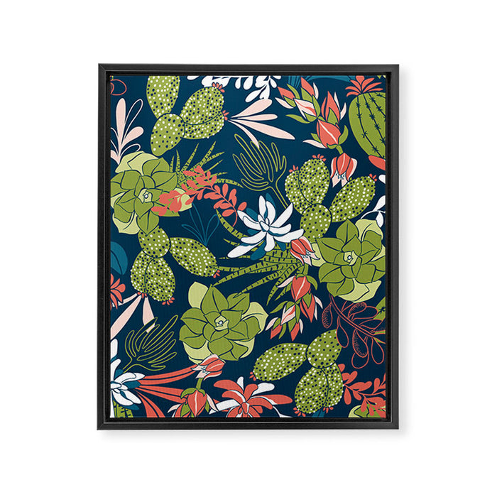 Succulent Garden Navy Framed Canvas Print Gallery Image 1