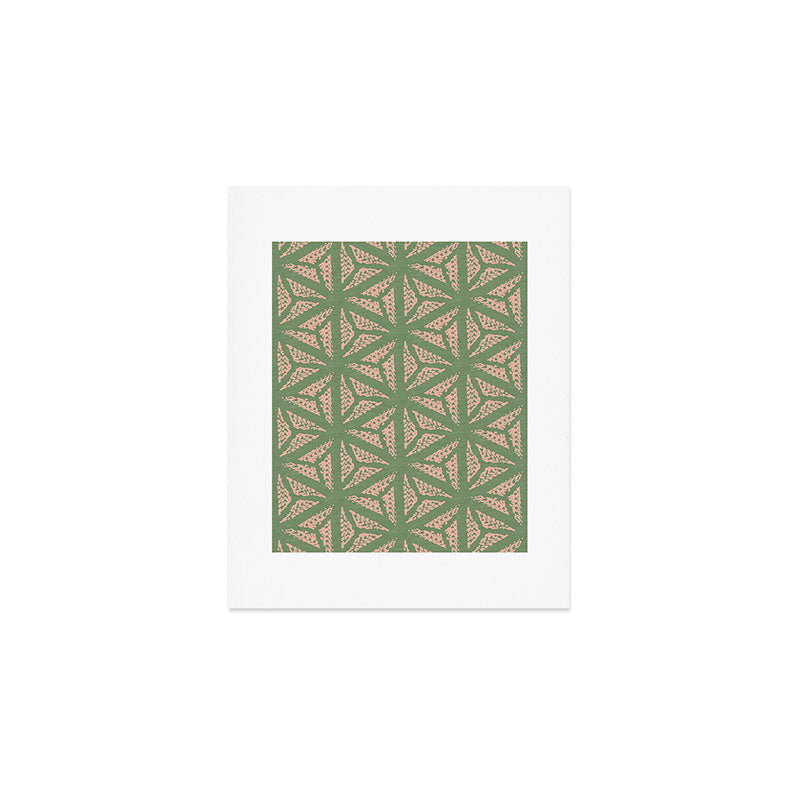 Threaded Geometric Green Peach Art Print Gallery Image 1