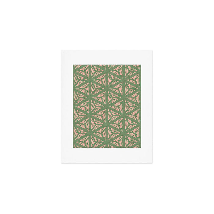 Threaded Geometric Green Peach Art Print Gallery Image 1