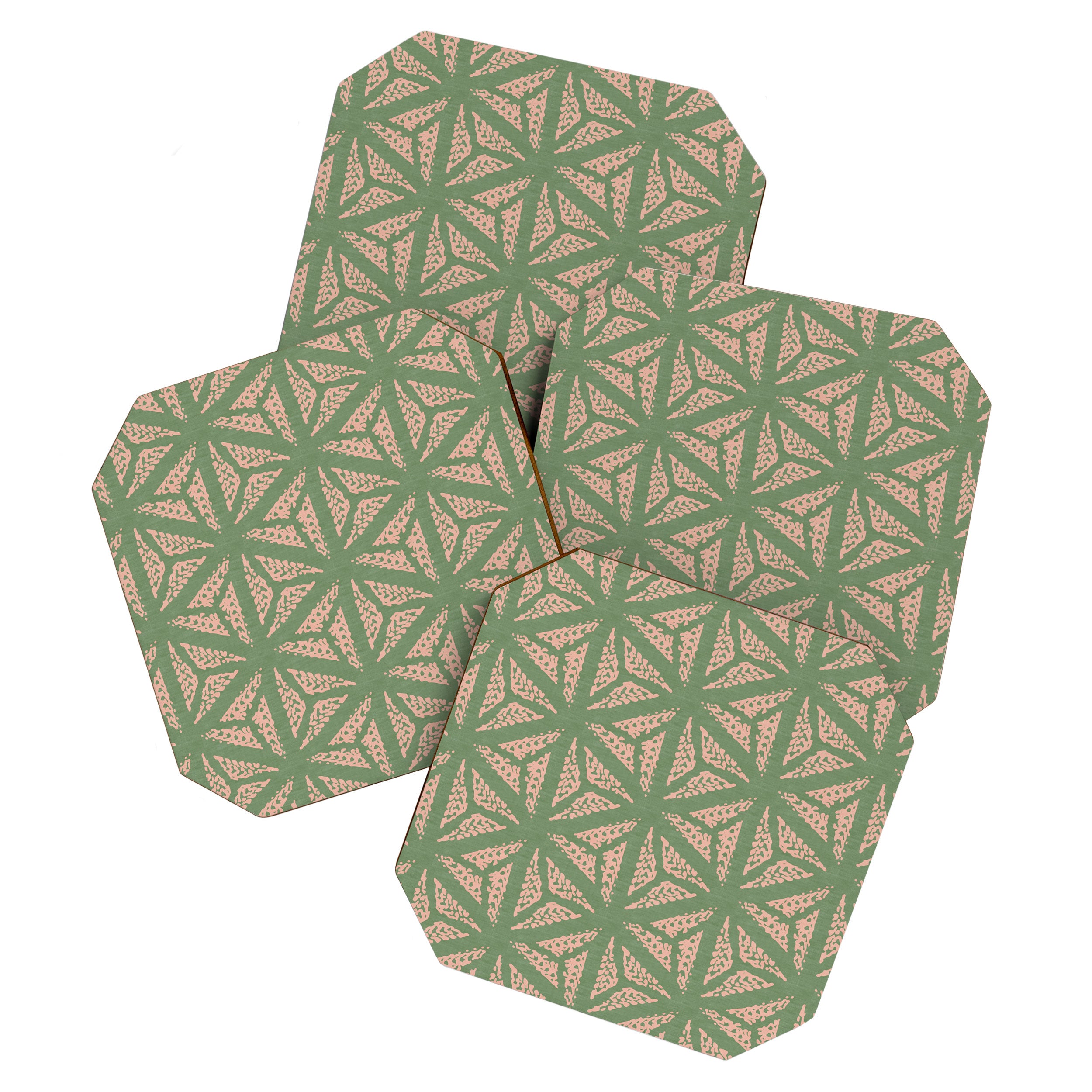 Threaded Geometric Green Peach Coaster Gallery Image 1