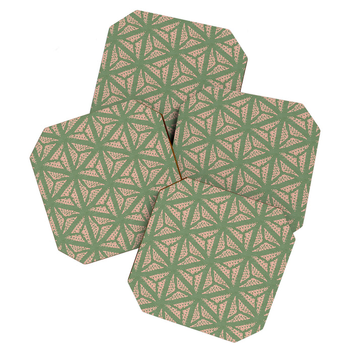 Threaded Geometric Green Peach Coaster Gallery Image 1
