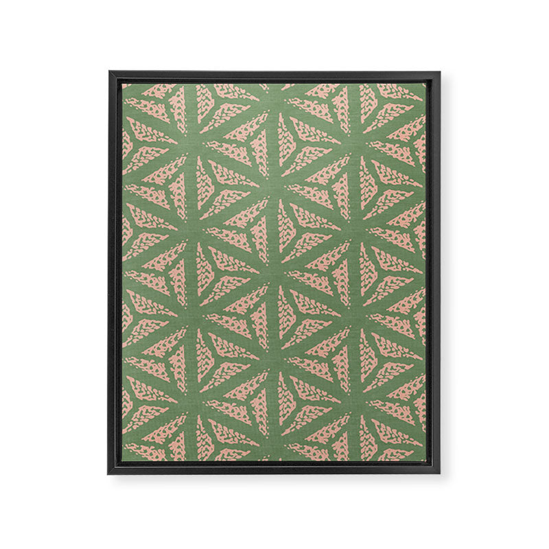 Threaded Geometric Green Peach Framed Canvas Print Gallery Image 8