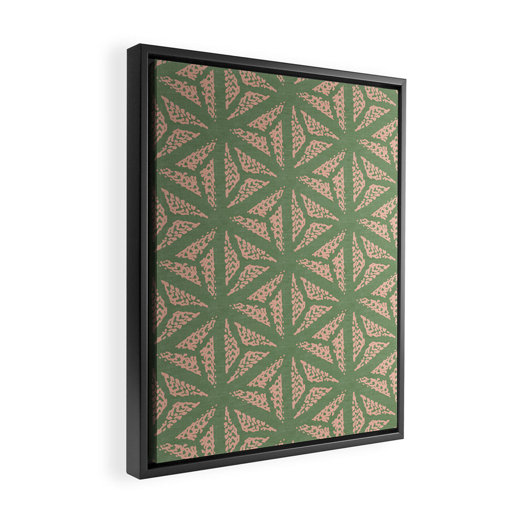 Threaded Geometric Green Peach Framed Canvas Print Gallery Image 2