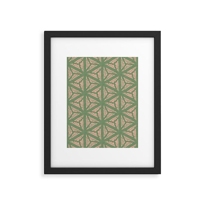 Threaded Geometric Green Peach Framed Art Print Gallery Image 1