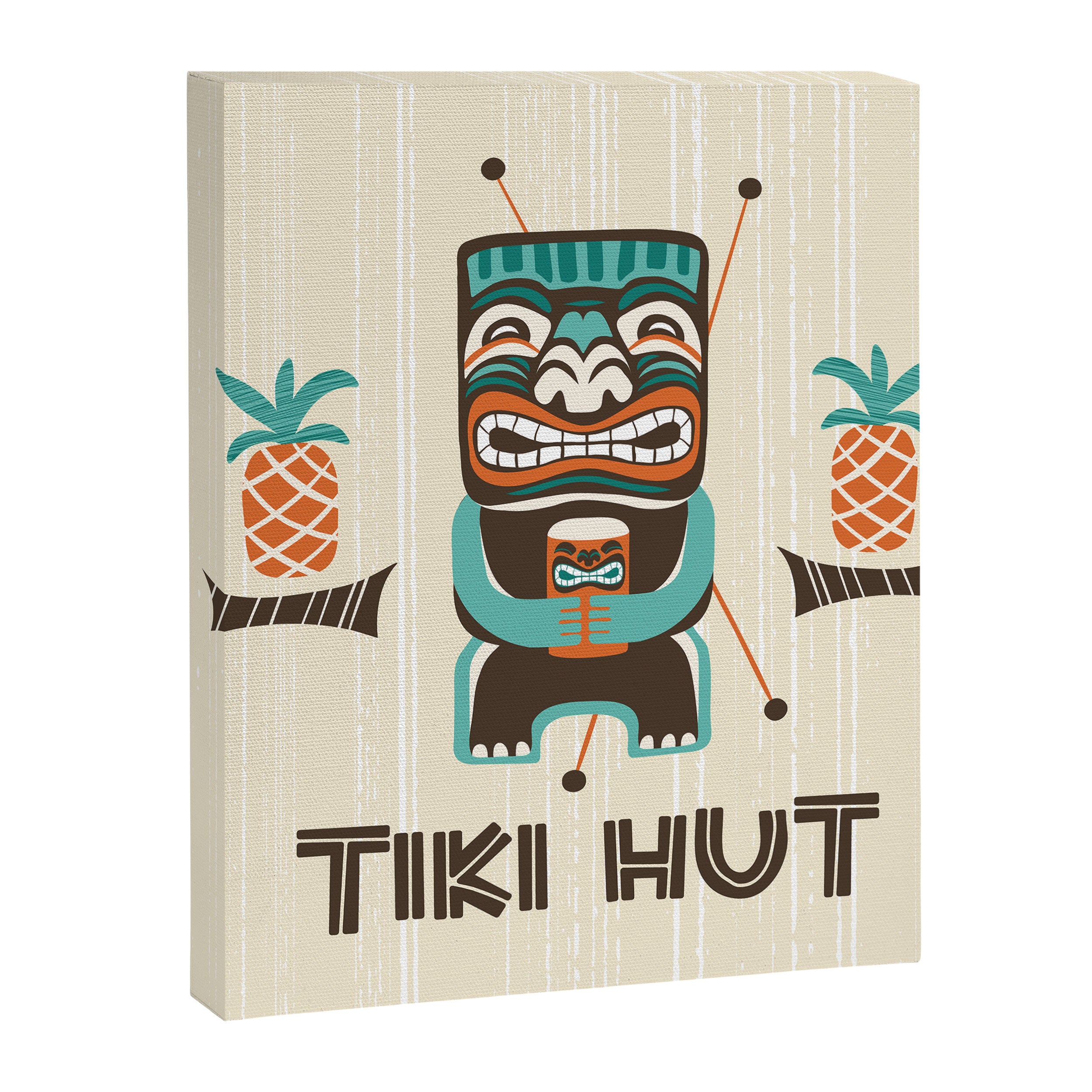 Tiki Hut Cream Aqua Canvas Print Gallery Image 8