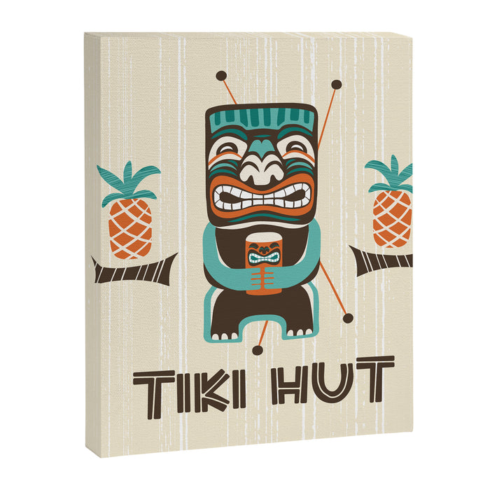 Tiki Hut Cream Aqua Canvas Print Gallery Image 1