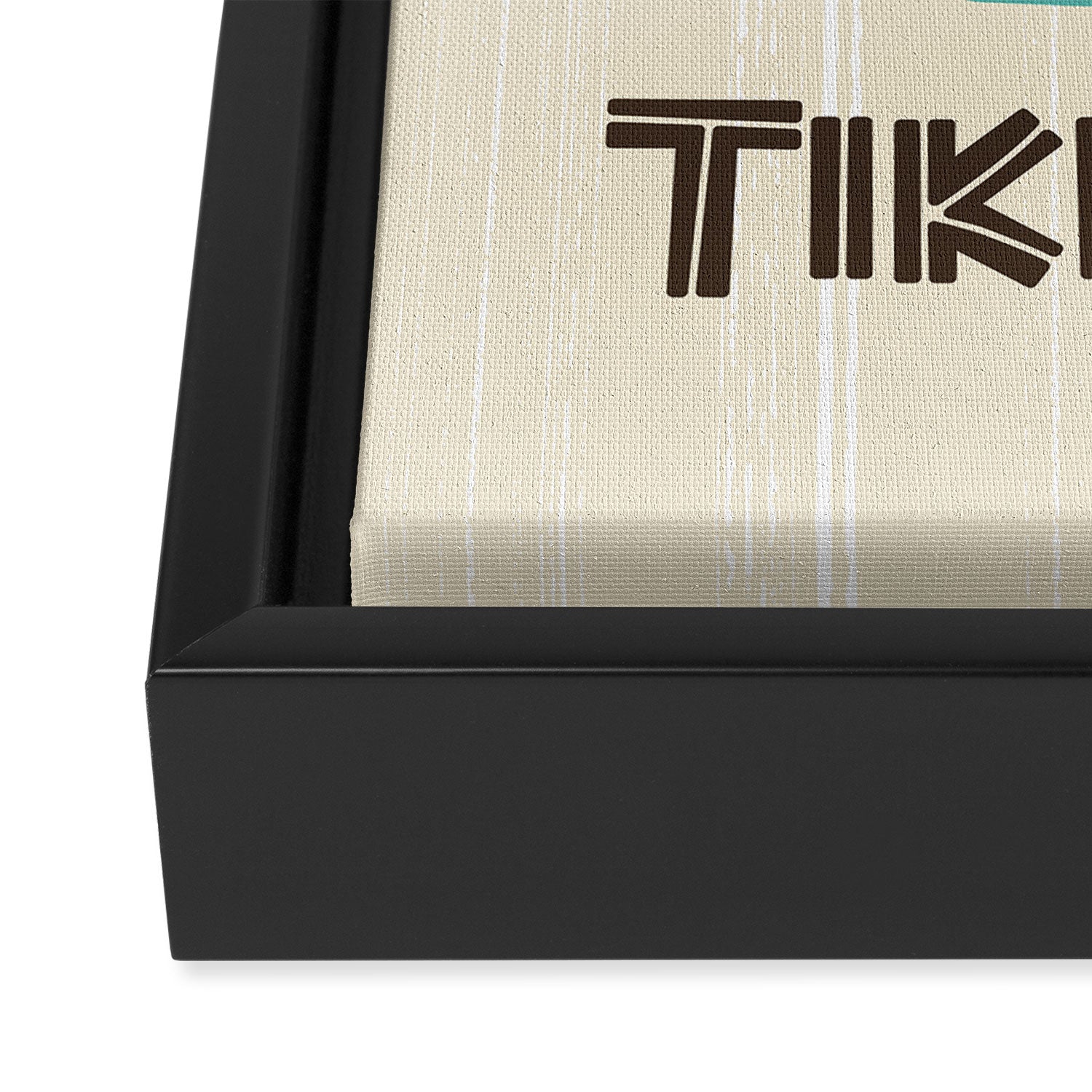 Tiki Hut Cream Aqua Framed Canvas Print Gallery Image 3