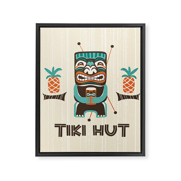 Tiki Hut Cream Aqua Framed Canvas Print Gallery Image 1
