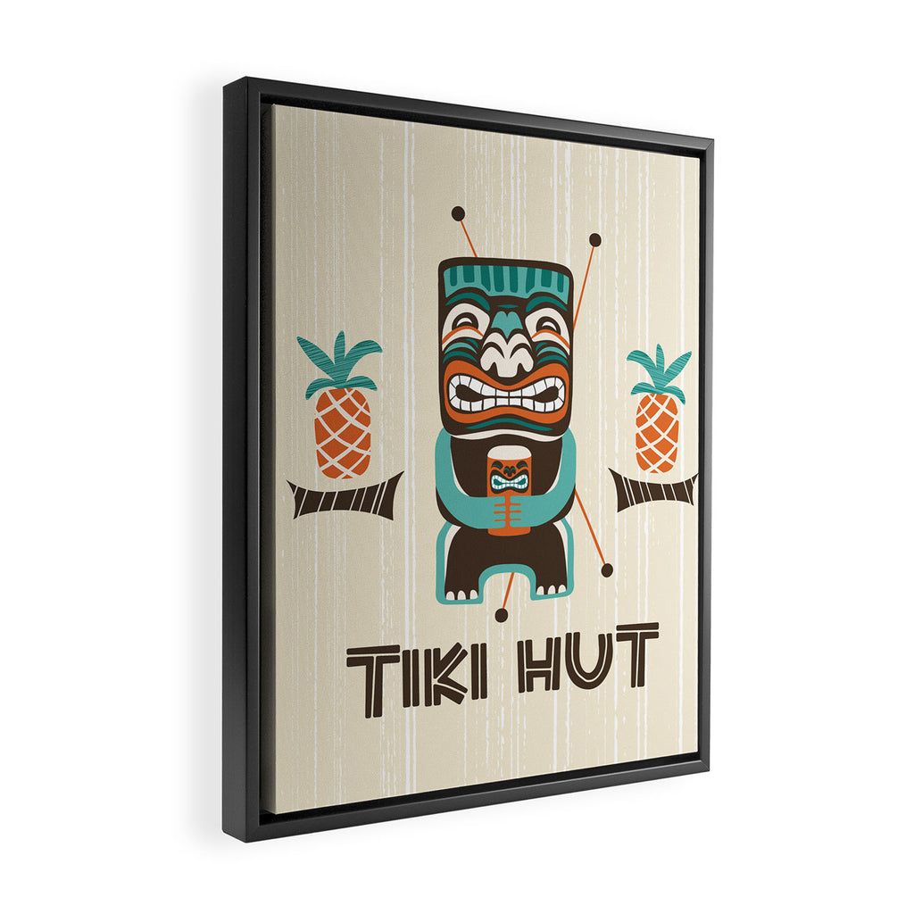 Tiki Hut Cream Aqua Framed Canvas Print Gallery Image 2
