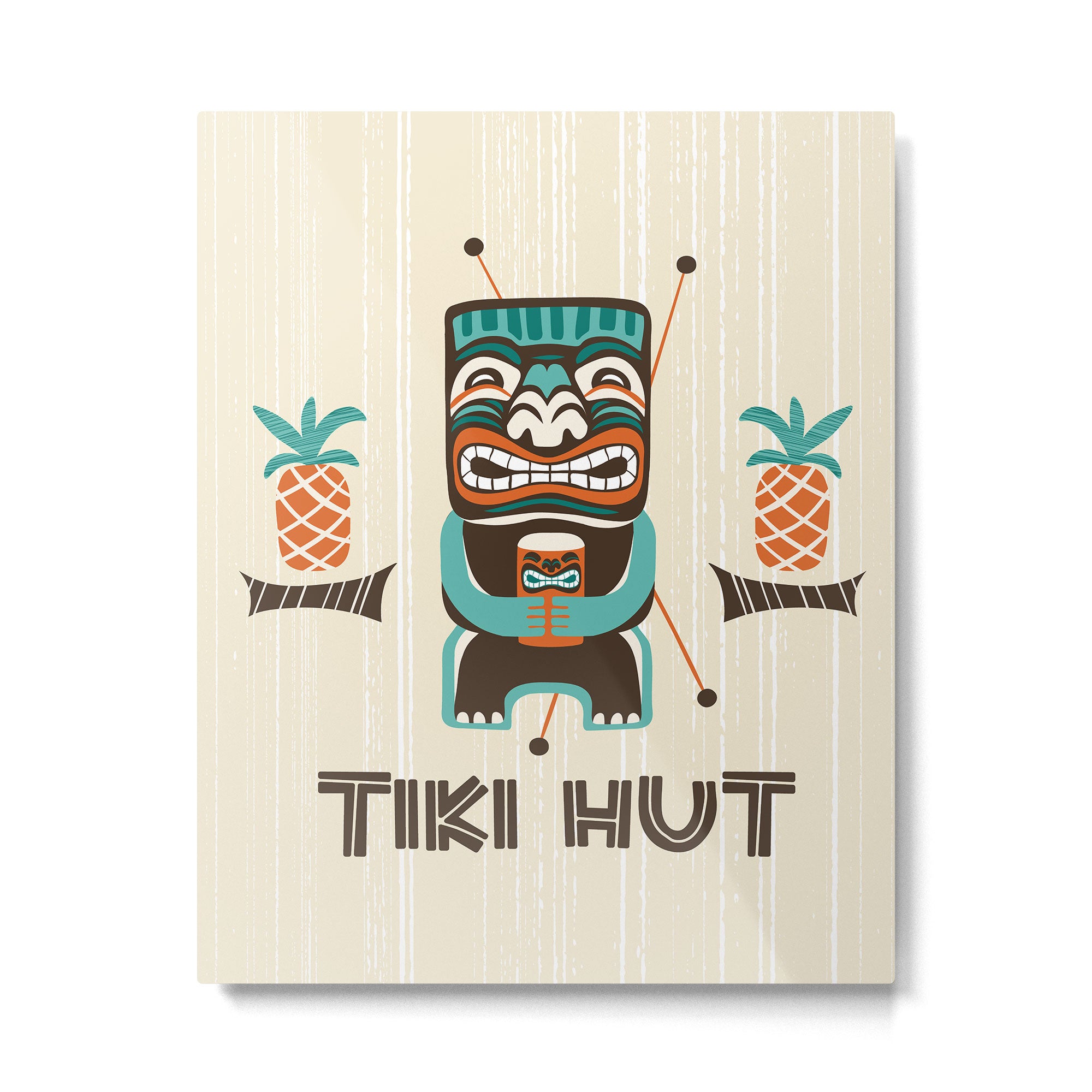 Tiki Hut Cream Aqua Metal Print Gallery Image 6