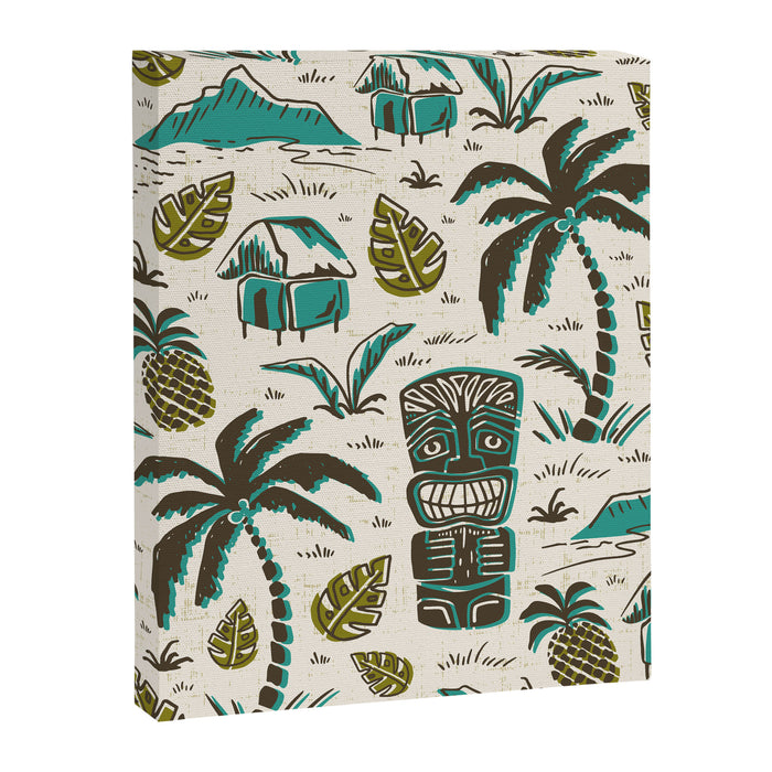 Tiki Party - Ivory Aqua Canvas Print Gallery Image 1