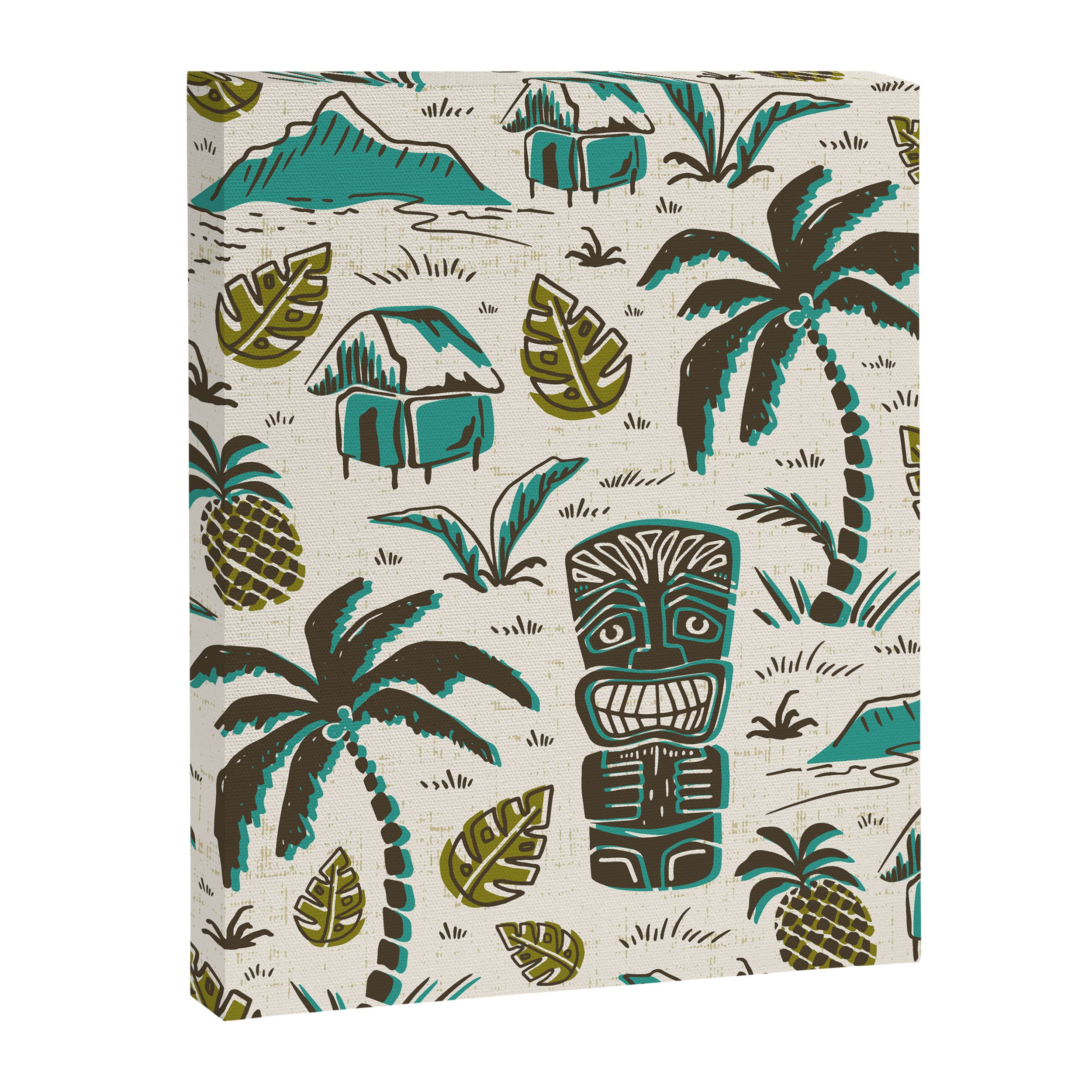 Tiki Party - Ivory Aqua Canvas Print Gallery Image 8